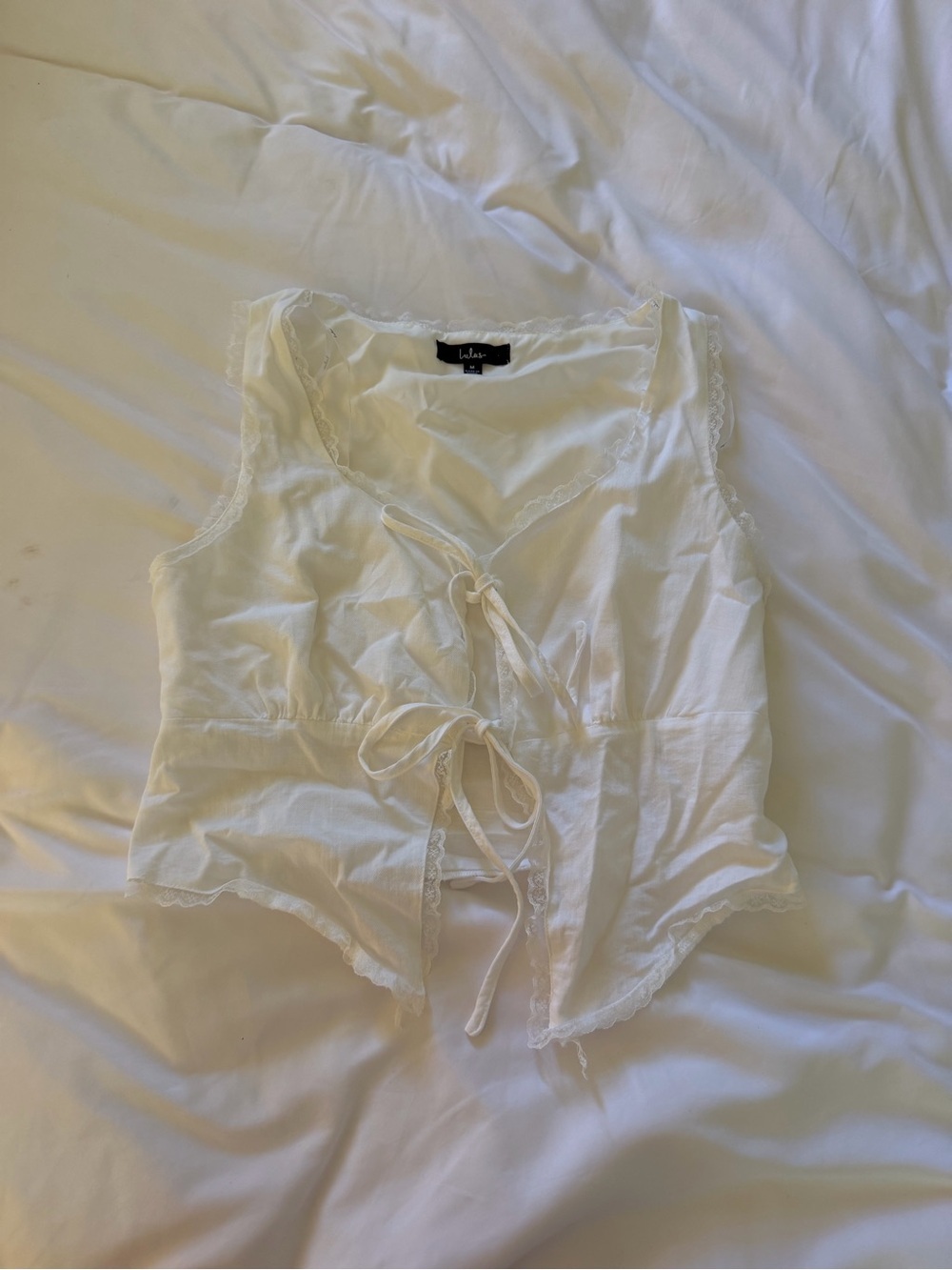 Lulus Tie Front White Shirt